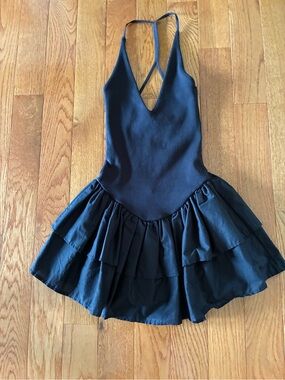 NWT Zara Black Tiered Ruffled Top with T Back